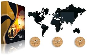 3D nalepovacie hodiny Earth čierne