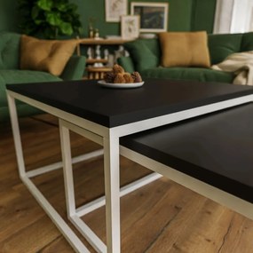 KONFERENČNÝ STOLÍK BELLA ČIERNY MATNÝ + BIELY PODSTAVEC