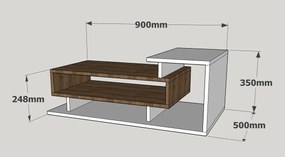 Konferenčný stolík Slay (Biela + Orech). Vlastná spoľahlivá doprava až k Vám domov. 1071706