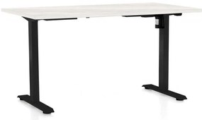 Výškovo nastaviteľný stôl OfficeTech A, 140 x 80 cm, čierna podnož, biely jaseň