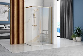 Rea Solar Gold, sprchovací kút 100x80cm, 6mm číre sklo, zlatý profil + biela sprchová vanička Savoy, KPL-K4901