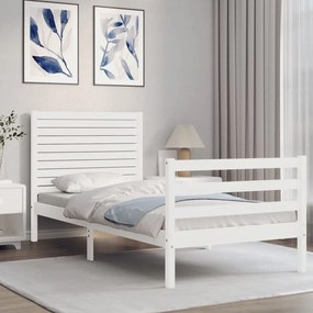 Rám postele s čelom biely 100x200 cm masívne drevo 3195017