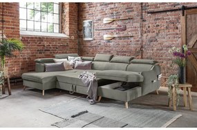 Svetlosivá zamatová rozkladacia rohová pohovka do "U" (ľavý roh) Sweet Harmony – Miuform