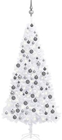 Umelý vianočný stromček s LED a súpravou gulí biely 300 cm 3077885
