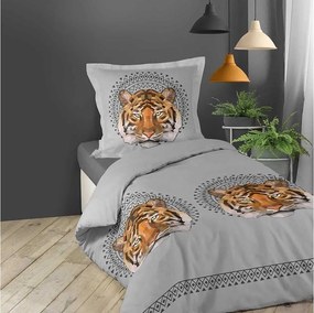 domtextilu.sk Bavlnené obliečky na posteľ sivej farby s tigrom JACANA 140 x 200 cm  Sivá 13465