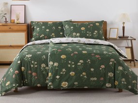 XPOSE® Bavlnené Renforcé obliečky LESNÁ BOTANIKA DUO - biele/tmavo zelené