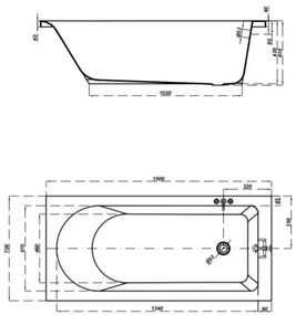 Cersanit Flavia akrylátová vaňa 150x70cm, biela, S301-105
