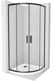 Mexen Rio polkruhová sprchová kabína 90 x 90 cm, transparentnéné, čierna + závesný bidet Flat, biela- 863-090-090-70-00-4110B
