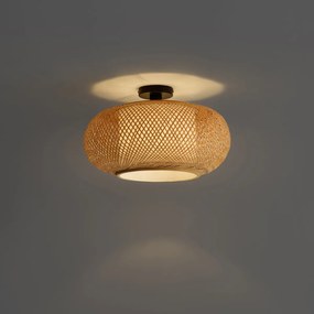 Japandi stropné svietidlo bambusové s bielym interiérom - Liva