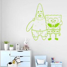 Veselá Stena Samolepka SpongeBob a Patrick Farba: zelená, Veľkosť: 80 x 81 cm