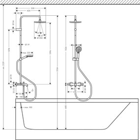 Hansgrohe Vernis Blend, Sprchový/vaňový systém, termostatický, hlavová sprcha + ručná sprcha, chróm, HAN-26274000