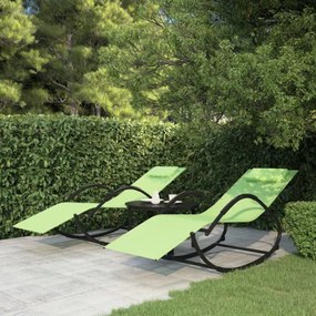 vidaXL Hojdacie záhradné ležadlá 2 ks zelené oceľ a textilén-