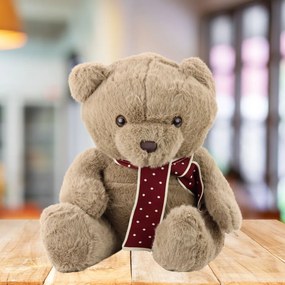 LEAN Toys Plyšový medvedík veľký so šálom svetlohnedý 45 cm