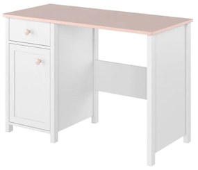 Písací stôl Luna LN03, Farby: biela / ružová + biela, Nadstavec: nie