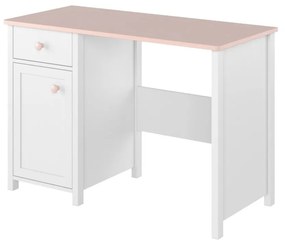 Písací stôl Luna LN03, Farby: biela / ružová + biela, Nadstavec: áno