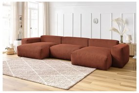 Menčestrová rohová pohovka v tehlovej farbe Voltaire – Bobochic Paris