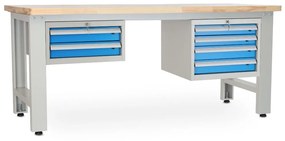 Dielenský stôl Solid OAK-24, 210 cm, 2 závesné boxy, dub