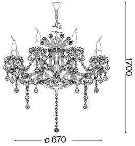Ideal Lux - Krištáľový luster na reťazi NAPOLEON 8xE14/40W/230V pr. 67 cm zlatá