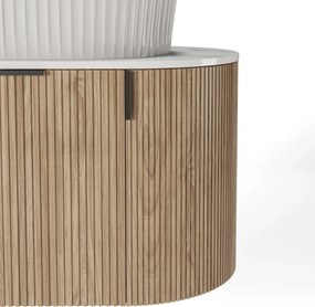 Závěsná skříňka s deskou a umyvadlem La Simplicite 80 cm dub přírodní/bílá