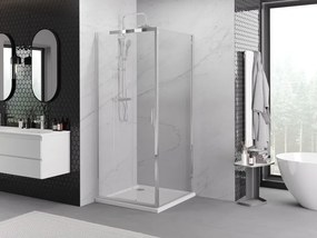 Mexen Exo, posuvná sprchová kabína, dvere 90 cm + bočná stena 90 cm, transparentné sklo, chróm, 8153-090-090-01-00