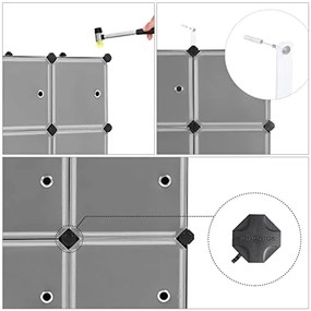 Zásuvný plastový regál s 9 skrinkami, s dvierkami, 93x93x31cm