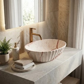 Rea Samanta Zen, umývadlo na dosku 500×380×135 mm, béžová imitácia kameňa matná, REA-U3532