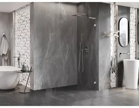 Mexen, Mexen Lunar L sprchová stena pravá 80 x 200 cm, priehľadná 8 mm, chróm - 830L-080-000-01-00-P