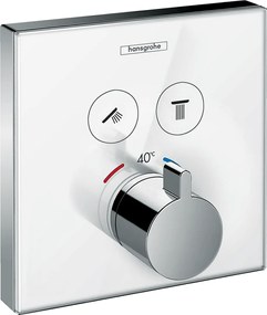 Hansgrohe Shower Select Glass, termostatická batéria pod omietku na 2 spotrebiče, biela/chrómová, 15738400
