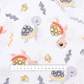 Biante Detský bavlnený štvorcový obrus Sandra SA-373 Veselé korytnačky na bielom 100x100 cm