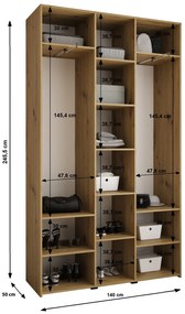 Šatníková skriňa 140 cm Carmela 50-2 (kašmír + čierna). Akcia -21%. Vlastná spoľahlivá doprava až k Vám domov. 1126739