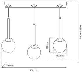 Luster na lanku PARMA 3xE14/40W/230V čierna
