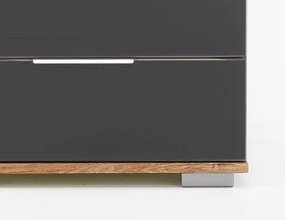 Nočný stolík Easy Plus, doskový dub / sivé sklo