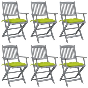Skladacie vonkajšie stoličky s podložkami 6 ks akáciový masív 3065433