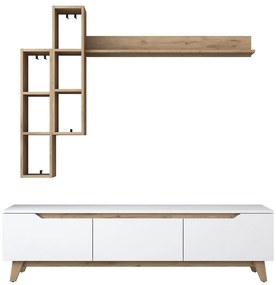 TV zostava v dekore orecha v bielo-prírodnej farbe 180x49 cm Linh – Kalune Design