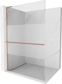 Mexen Kioto+ L, sprchová zástena Walk-In s poličkou a vešiakom 70 x 200 cm, 8mm číre sklo-námraza, medený matný profil, 800-070-123-65-35
