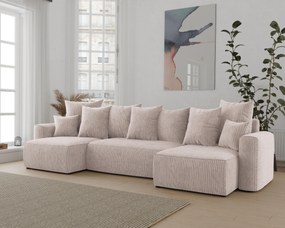 Rohová sedačka Denia U (mliečna). Akcia -20%. Vlastná spoľahlivá doprava až k Vám domov. 1133153