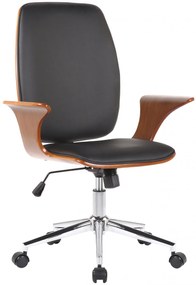 Design-Shop Kancelárska stolička Burbank - koženka, drevo orech - Čierna
