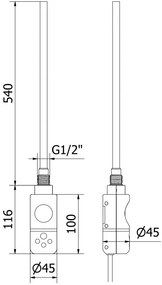 Mexen Ares, elektrické vykurovacie teleso 1200x600 mm + vykurovacia tyč 600 W, čierna, W102-1200-600-2600-70