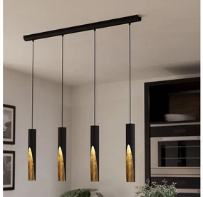 Eglo 900873 - LED Luster na lanku BARBOTTO 4xGU10/4,5W/230V čierna/zlatá EG900873