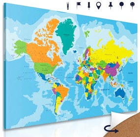 Obraz na korku mapa sveta v pestrofarebnom prevedení