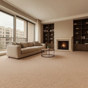 Spoltex, Metrážny koberec Balance 67 béžový, na mieru, šíře 4m, béžová, filc, chodba / predsieň