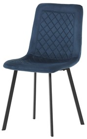 Autronic - Židle jídelní, modrý samet, kov černý mat - DCL-973 BLUE4