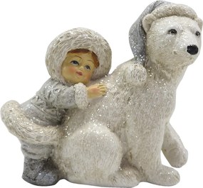 Dekorácia dievča objímajúca medveďa - 11*6*11 cm