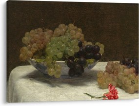 Obraz - Henri Fantin-Latour, Still Life with Grapes and a Carnation, reprodukcia (70x50 cm)
