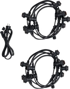 Prepojiteľné čierne girlandové osvetlenie so zástrčkou 10 m vrátane E27 P45 20 svetiel IP44 - Lubber