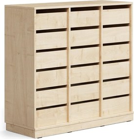 Úložná skrinka CASPER, 18 zásuviek, so soklom, breza
