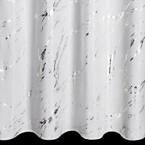 Dekorstudio Moderný záves LANI na dekoračných krúžkoch 140x250 cm - biely so striebornou potlačou