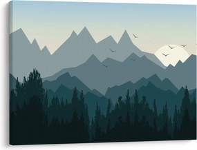 Obraz - Hory pohľadom grafika (70x50 cm)