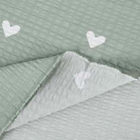 Goldea bavlnený krep - srdiečka na šalviovo zelenom 160 cm