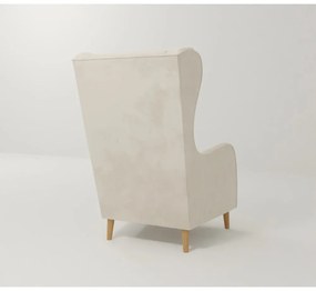 Krémové zamatové kreslo ušiak Carole – Ropez